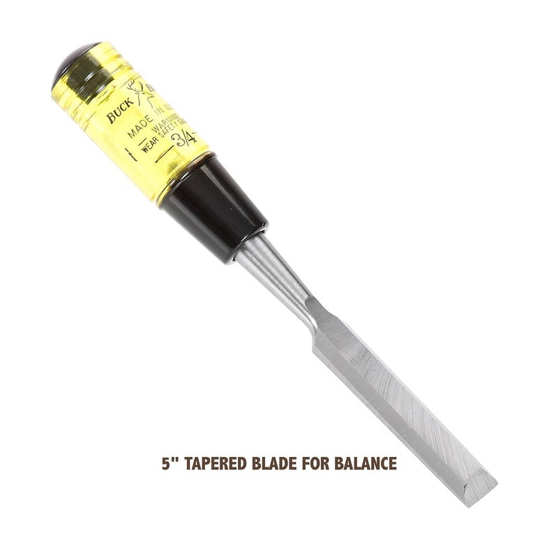 Buck Bros. Buck Brothers 120105BC 3/4" Wood Chisel Made in USA, For Paring and Finishing Cuts in Carpentry and Woodworking, Tempered Tool Steel Blade, Mallet-Safe Handle - Image 4